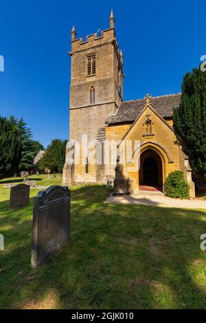 St. Peter’s Church im Cotswold-Dorf Stanton, Gloucestershire, England Stockfoto