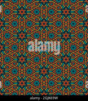 Nahtloses Muster mit geometrischen Motiven in 4 Farben Stockfoto