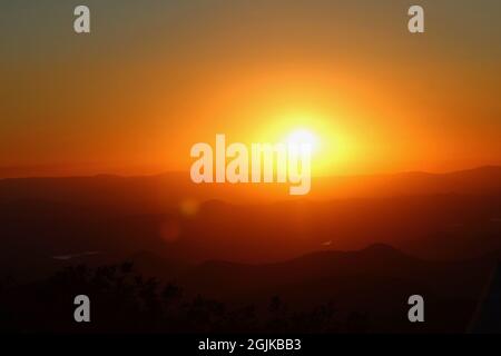 Wunderschöner Sonnenuntergang am Brasstown bald, dem höchsten Punkt in Georgien! Stockfoto