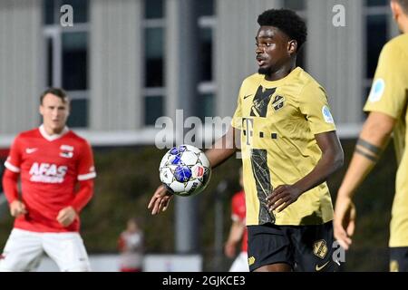 WIJDEWORMER, NIEDERLANDE - 10. SEPTEMBER: Albert Lottin vom Jong FC Utrecht während des niederländischen Keukenkampioendivisie-Spiels zwischen Jong AZ und Jong FC Utrecht am 10. September 2021 im AFAS Trainingscomplex in Wijdewormer, Niederlande (Foto: Patrick Goosen/Orange Picts) Stockfoto