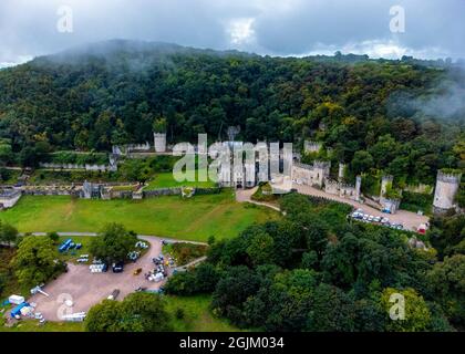 Gwrych Castle in der Nähe von Abergele in Conwy County Borough, Nordwales, das für das Jahr I'm a Celebrity... Hol Mich Hier Raus! Bilddatum: Freitag, 10. September 2021. Stockfoto