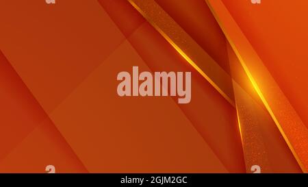 Eleganter Braunton Hintergrund mit Linie goldenen Elementen. Realistisches Luxus-Papier schneiden Stil 3d modernes Konzept. vektor-Illustration für Design. Stockfoto