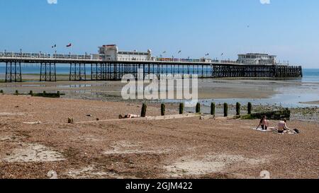 Worthing Town, West Sussex an der Südküste am Ärmelkanal Stockfoto