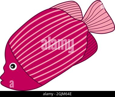 Niedliche Isolierte Tropische Bunte Fische. Vector Purple Fish Stock Vektor