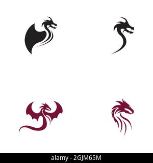 Satz von Dragon Vektor Symbol Illustration Design Logo Vorlage Stock Vektor