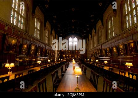 Speisesaal, Christ Church College, University of Oxford, Oxford, England, VEREINIGTES KÖNIGREICH Stockfoto