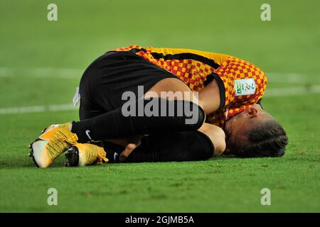 Benevento, Italien. September 2021. Gaetano Letizia Spieler von Benevento, während des Spiels der italienischen Serie B Meisterschaft zwischen Benevento gegen Lecce Endergebnis 0-0, Spiel im Ciro Vigorito Stadium gespielt. Benevento, Italien, 10. September 2021. (Foto von Vincenzo Izzo/Sipa USA) Quelle: SIPA USA/Alamy Live News Stockfoto