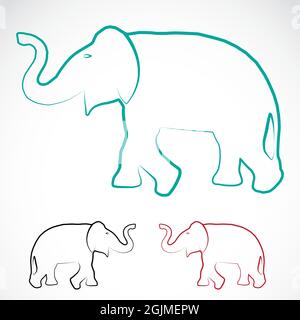 Vektorbild eines Elefanten auf weißem Hintergrund. Leicht editierbare Vektorgrafik mit Ebenen. Wilde Tiere. Stock Vektor