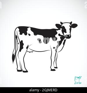 Vektorbild einer Kuh auf weißem Hintergrund. Leicht editierbare Vektorgrafik mit Ebenen. Nutztier. Stock Vektor