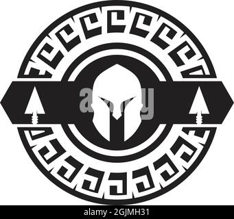 Spartan Krieger Helm Logo Design Vektor Illustration Vorlage Stock Vektor