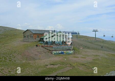 Die Eagles Nest Refuge befindet sich im Skigebiet La Molina, Gerona, Katalonien, Spanien Stockfoto