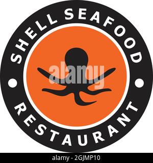 Octopus Restaurant Logo Design Vektor Illustration Vorlage Stock Vektor