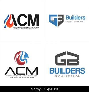 Bauherren Initial Icon Fire Logo Design Stock Vektor