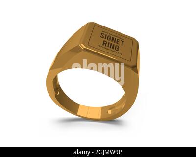 Signet Ring 3D Illustration Mockup Szene auf isoliertem Hintergrund Stockfoto