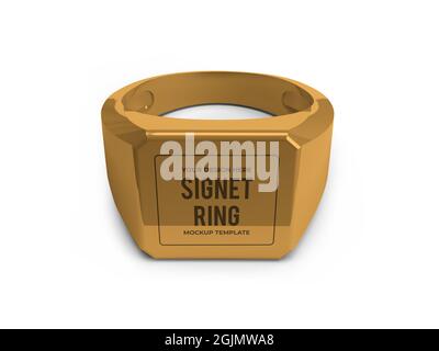 Signet Ring 3D Illustration Mockup Szene auf isoliertem Hintergrund Stockfoto