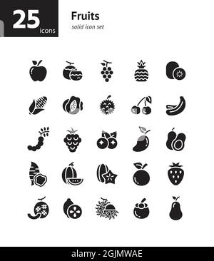 Feste Symbole für Früchte. Vektor und Illustration. Stock Vektor