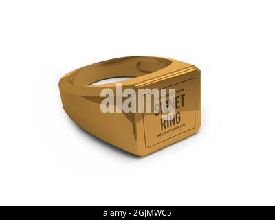 Signet Ring 3D Illustration Mockup Szene auf isoliertem Hintergrund Stockfoto