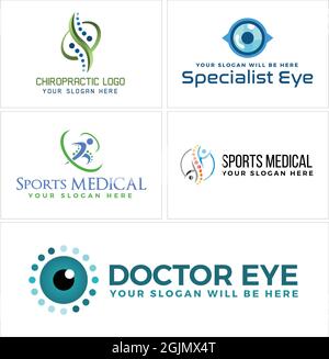 Augenspezialist Chiropraktik medizinischen Logo-Design Stock Vektor