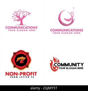 Gemeinschaft gemeinnützige Feuerwehrleute Emblem Logo Design Stock Vektor