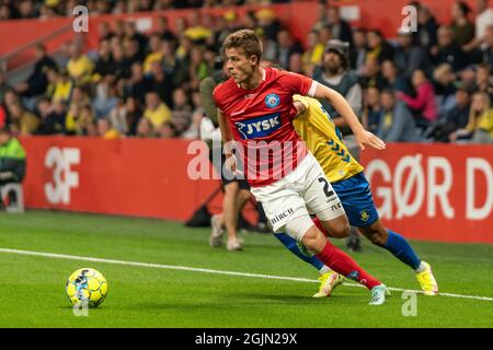 Brondby, Dänemark. September 2021. Rasmus Carstensen (2) aus Silkeborg, WENN er während des 3F-Superliga-Spiels zwischen Broendby IF und Silkeborg IF im Stadion Brondby gesehen wurde. (Foto: Gonzales Photo/Alamy Live News Stockfoto