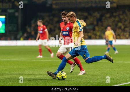 Brondby, Dänemark. September 2021. Simon Hedlund (27) aus Broendby, WENN er während des 3F-Superliga-Spiels zwischen Broendby IF und Silkeborg IF im Brondby Stadion gesehen wurde. (Foto: Gonzales Photo/Alamy Live News Stockfoto