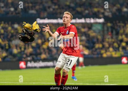 Brondby, Dänemark. September 2021. Anders Klynge (21) aus Silkeborg, WENN er während des 3F-Superliga-Spiels zwischen Broendby IF und Silkeborg IF im Stadion Brondby gesehen wurde. (Foto: Gonzales Photo/Alamy Live News Stockfoto