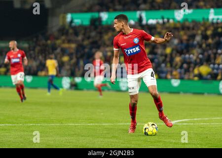 Brondby, Dänemark. September 2021. Joel Felix (4) aus Silkeborg, WENN er während des 3F-Superliga-Spiels zwischen Broendby IF und Silkeborg IF im Stadion Brondby gesehen wurde. (Foto: Gonzales Photo/Alamy Live News Stockfoto