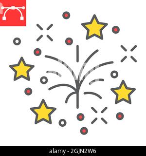 Feuerwerk Farbe Linie Symbol, Urlaub und Weihnachten, Feuerwerk Vektor-Symbol, Vektorgrafiken, editierbare Kontur gefüllt Umrisszeichen, eps 10. Stock Vektor