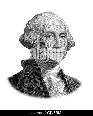 Ein George Washington Porträt isoliert auf weißem Hintergrund Stockfoto