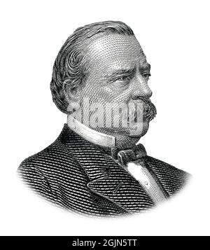 Grover Cleveland Portrait isoliert auf weißem Hintergrund Stockfoto