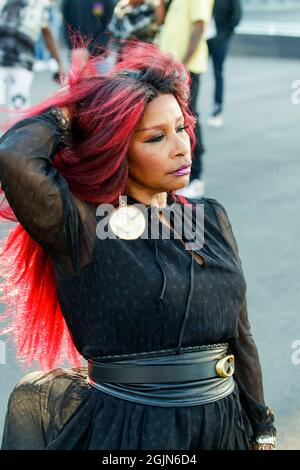 New York, USA. September 2021. Chaka Khan bei der Coach Fashion Show während der Frühjahr/Sommer 2022 Kollektionen Fashion Show auf der New York Fashion Week in New York, NY am 10. September 2021. (Foto von Jonas Gustavsson/Sipa USA) Quelle: SIPA USA/Alamy Live News Stockfoto