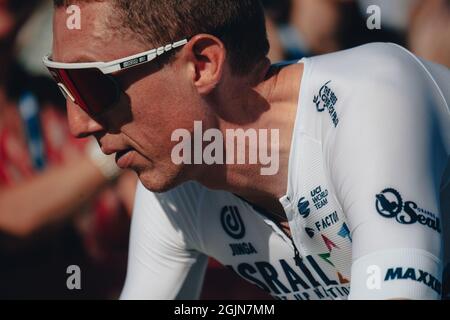 6. September 2021; Sherford nach Exeter, Devon, England: Die AJ Bell Tour of Britain, Etappe 2 Sherford nach Exeter. Dan Martin. Stockfoto