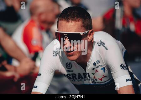 6. September 2021; Sherford nach Exeter, Devon, England: Die AJ Bell Tour of Britain, Etappe 2 Sherford nach Exeter. Dan Martin. Stockfoto