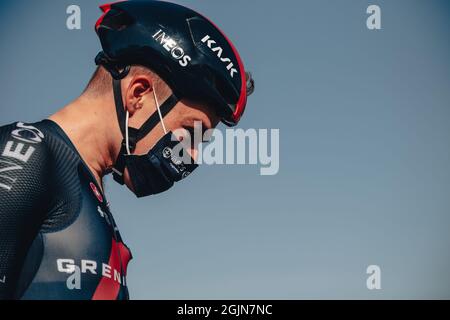 6. September 2021; Sherford nach Exeter, Devon, England: Die AJ Bell Tour of Britain, Etappe 2 Sherford nach Exeter. Ethan Hayter. Stockfoto