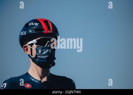 6. September 2021; Sherford nach Exeter, Devon, England: Die AJ Bell Tour of Britain, Etappe 2 Sherford nach Exeter. Michal Kwiatkowski. Stockfoto