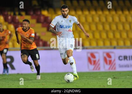 Benevento, Italien. September 2021. Mario Gargiuolo Spieler von Lecce, während des Spiels der italienischen Serie B Meisterschaft zwischen Benevento gegen Lecce Endergebnis 0-0, Spiel im Ciro Vigorito Stadium gespielt. Benevento, Italien, 10. September 2021. (Foto von Vincenzo Izzo/Sipa USA) Quelle: SIPA USA/Alamy Live News Stockfoto