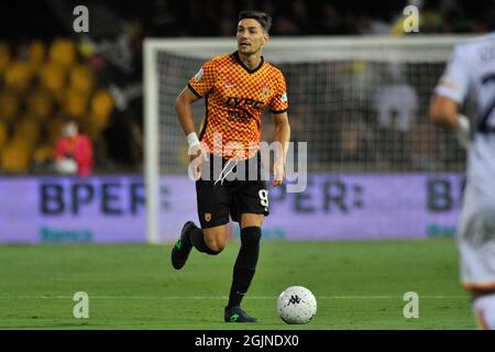 Benevento, Italien. September 2021. Federico Barba Spieler von Benevento, während des Spiels der italienischen Serie B Meisterschaft zwischen Benevento gegen Lecce Endergebnis 0-0, Spiel im Ciro Vigorito Stadium gespielt. Benevento, Italien, 10. September 2021. (Foto von Vincenzo Izzo/Sipa USA) Quelle: SIPA USA/Alamy Live News Stockfoto