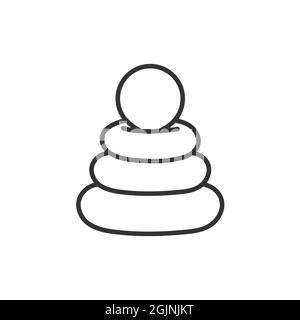 Pyramide Spielzeug Linie Symbol Vektor-Zeichen isoliert auf weißem Hintergrund. Ring-Spielzeug im Outline-Stil Stock Vektor