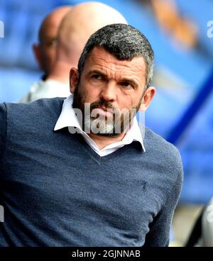 St. Johnstone-Manager Callum Davidson während des Cinch Premiership-Spiels im McDiarmid Park, Perth. Bilddatum: Samstag, 11. September 2021. Stockfoto