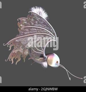 3d-Illustration einer isolierten Fantasy-feuervogel-Kreatur Stockfoto