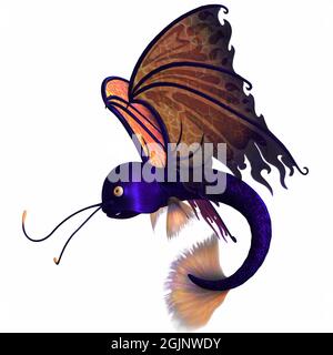 3d-Illustration einer isolierten Fantasy-feuervogel-Kreatur Stockfoto