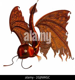 3d-Illustration einer isolierten Fantasy-feuervogel-Kreatur Stockfoto