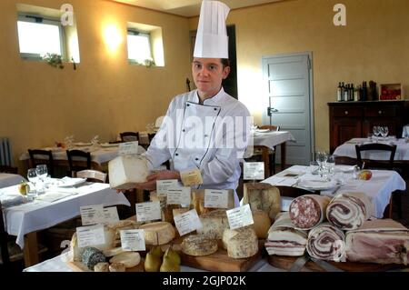 Magliano Alfieri (Cuneo, Piemont, Italien), das Restaurant des Bauernhofes Cascina del Cornale Stockfoto