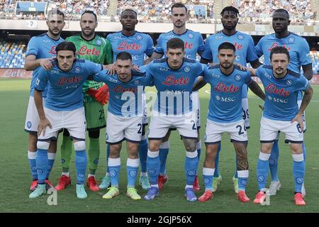 Napoli, Italien. September 2021. SSC Napoli Team-Besetzung während der Serie A 2021/2022 Fußballspiel zwischen SSC Napoli und Juventus FC im Diego Armando Maradona Stadion in Napoli (Italien), 11. September 2021. Foto Cesare Purini/Insidefoto Kredit: Insidefoto srl/Alamy Live News Stockfoto