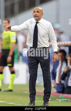 Napoli, Italien. September 2021. Luciano Spalletti Trainer des SSC Napoli reagiert während der Serie A 2021/2022 Fußballspiel zwischen SSC Napoli und Juventus FC im Diego Armando Maradona Stadion in Napoli (Italien), 11. September 2021. Foto Cesare Purini/Insidefoto Kredit: Insidefoto srl/Alamy Live News Stockfoto