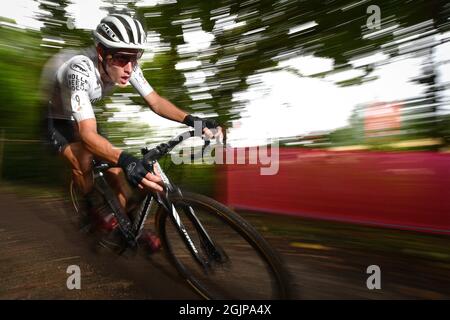 Der Belgier Jens Adams zeigte sich während des Elite-Rennens der Männer beim Rappencross in Lokeren, dem ersten Rennen der Firma „Ethias Cross“ Stockfoto