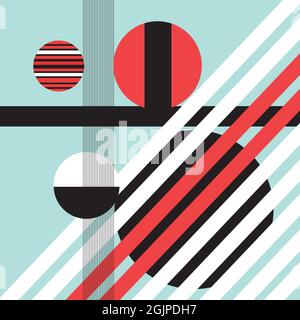 Abstrakter mehrfarbiger Hintergrund von geometrischen Objekten. Ein Beispiel für eine ungewöhnliche Abstraktion aus verschiedenen geometrischen Formen für eine Website oder ein Poster d Stock Vektor