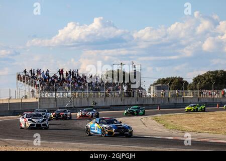 74 JOULIE Enzo (FRA), BAUD Sébastien (FRA), CD Sport, Mercedes-AMG GT4, Aktion beim 5. Lauf des Championnat de France FFSA GT - GT4 France 2021, vom 10. Bis 12. September 2021 auf dem Circuit de Lédenon, in Lédenon, Frankreich - Foto Marc de Mattia / DPPI Stockfoto
