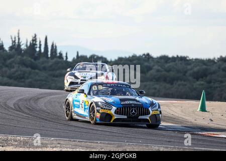 74 JOULIE Enzo (FRA), BAUD Sébastien (FRA), CD Sport, Mercedes-AMG GT4, Aktion beim 5. Lauf des Championnat de France FFSA GT - GT4 France 2021, vom 10. Bis 12. September 2021 auf dem Circuit de Lédenon, in Lédenon, Frankreich - Foto Marc de Mattia / DPPI Stockfoto