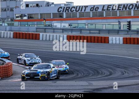 74 JOULIE Enzo (FRA), BAUD Sébastien (FRA), CD Sport, Mercedes-AMG GT4, Aktion beim 5. Lauf des Championnat de France FFSA GT - GT4 France 2021, vom 10. Bis 12. September 2021 auf dem Circuit de Lédenon, in Lédenon, Frankreich - Foto Marc de Mattia / DPPI Stockfoto